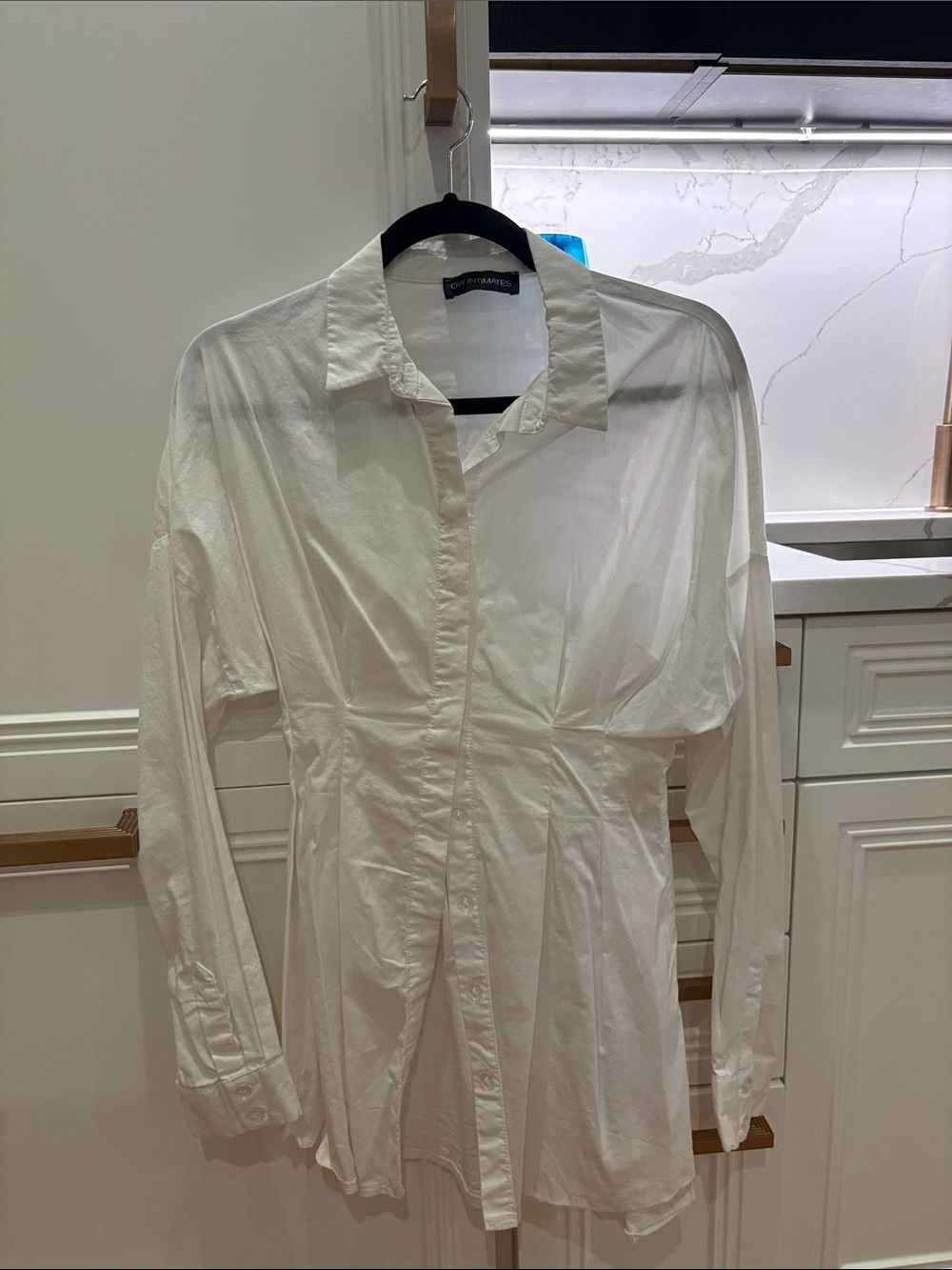 REVOLVE White Long Sleeve Button-Up Peplum Shirt Dress